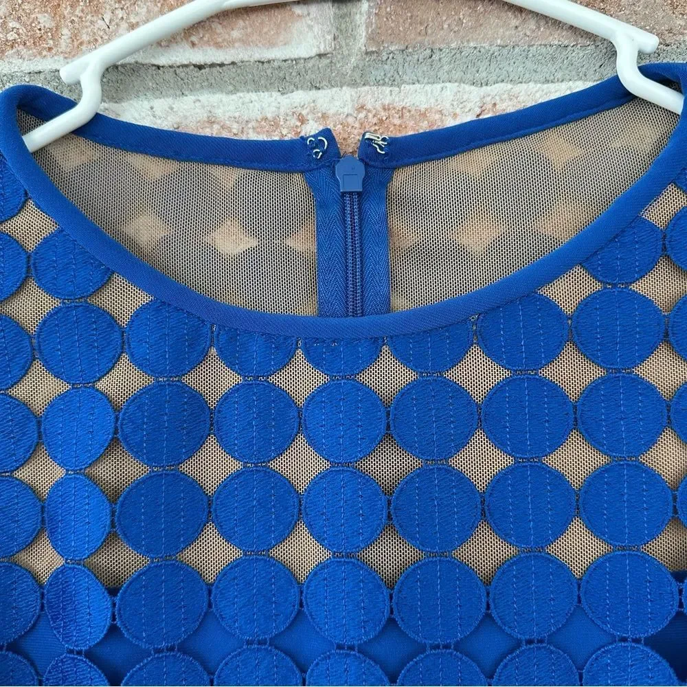 Lauren Ralph Lauren Polka Dot Cocktail Sheath Dress Women’s 10 Petite 10P Blue - Picture 10 of 10